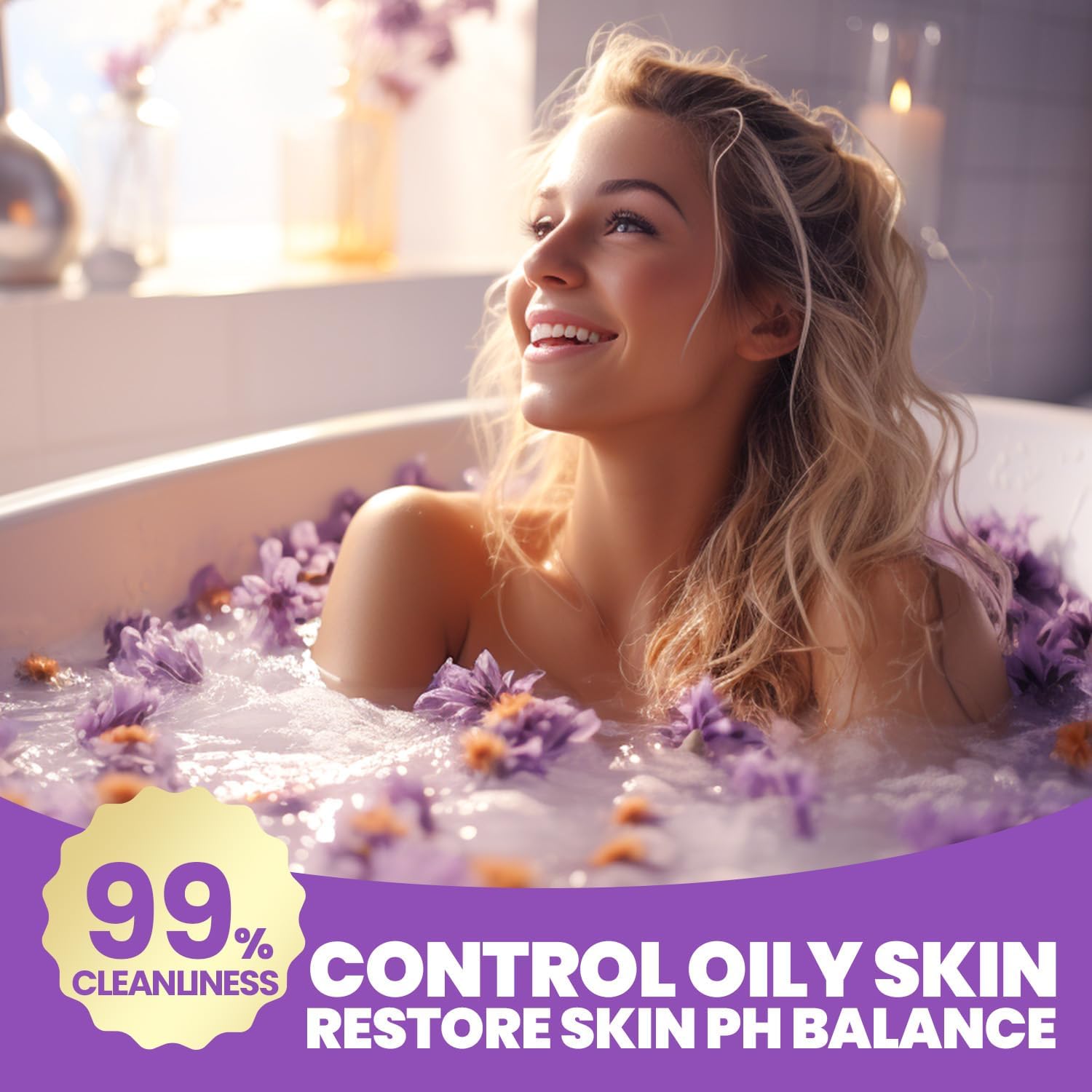 Spa Luxetique lavender shower gel bottle for daily cleansing.