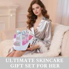 Spa Luxetique World floral accents on gift basket elevate gifting