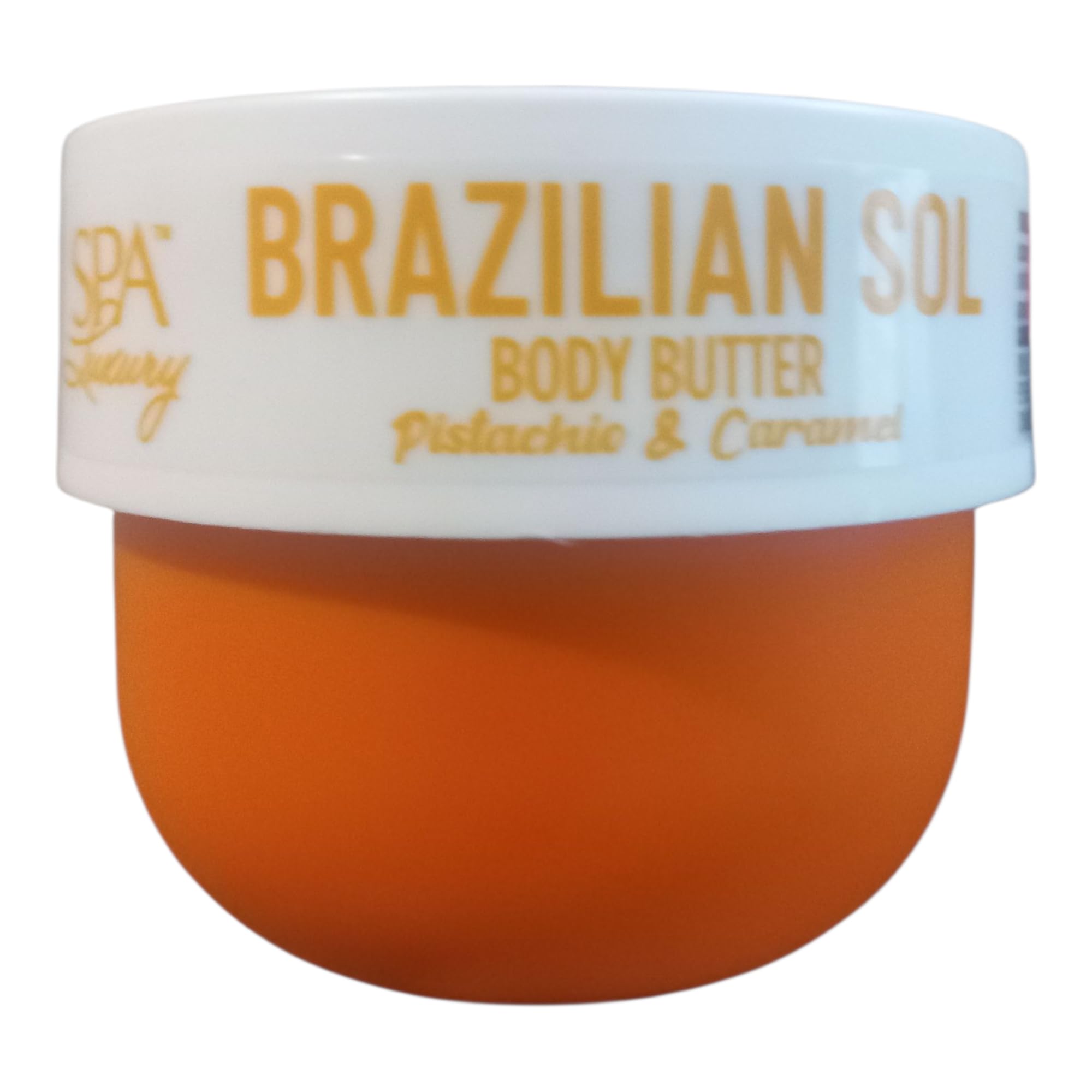 SPA Luxury Brazilian Sol Body Butter jar with pistachio caramel scent for deep hydration