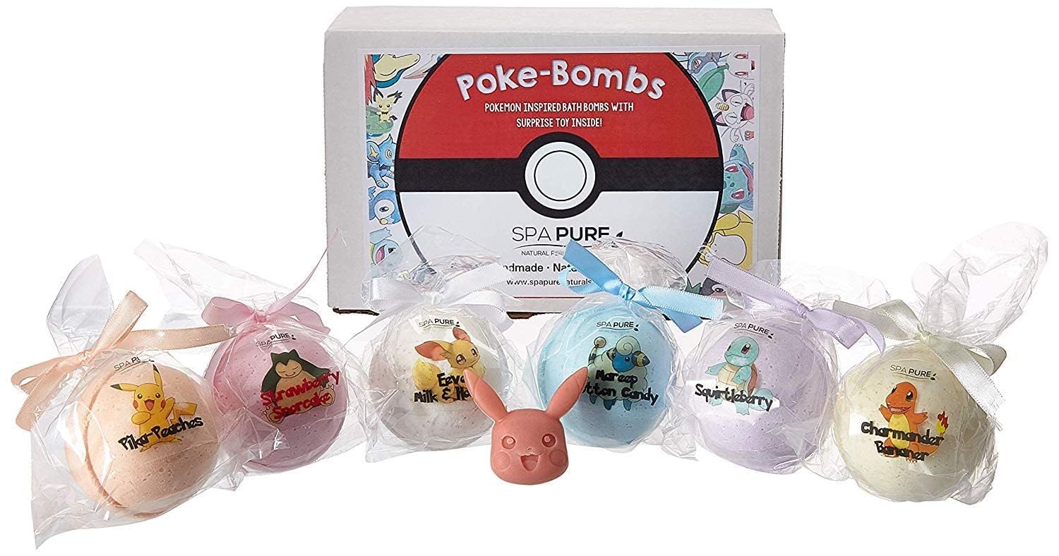 Spa Pure bath bomb toy inside, large 5 oz ball for fun bubble baths.