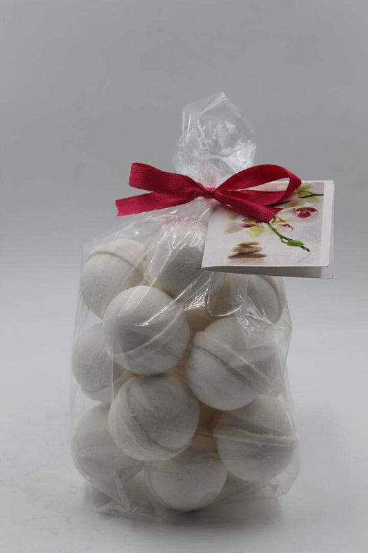 Spa Pure Vanilla bath bombs 14-count in clear bag ready for gifting