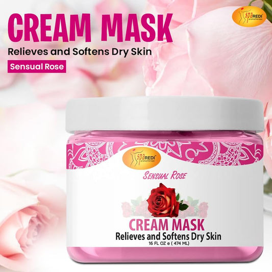 SPA REDI cream mask texture close-up highlighting rich hydration and smoothing.
