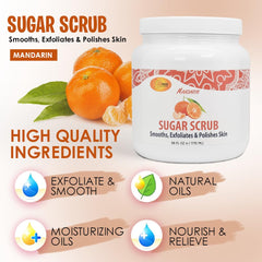 Jars stacked of SPA REDI Mandarin Sugar Scrub indicating 58 oz value