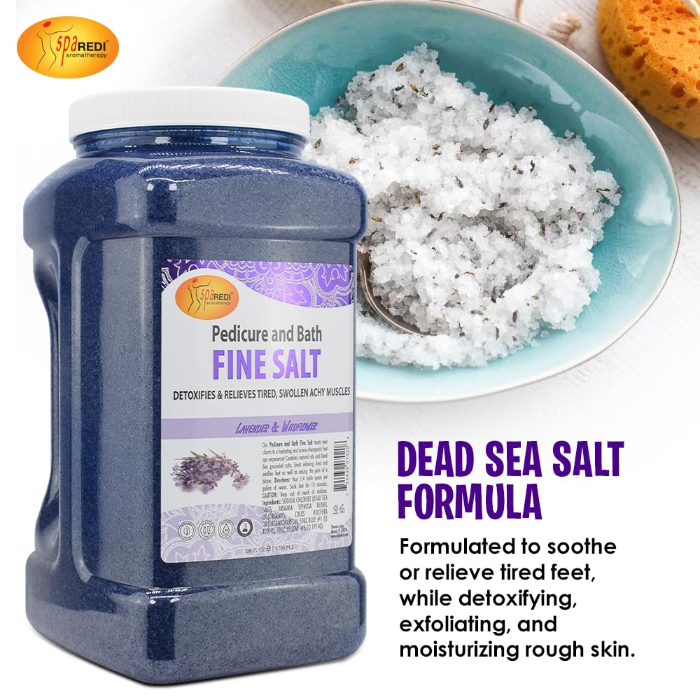 SPA REDI lavender essence pedicure bath salt for relaxing aroma and calm feet.