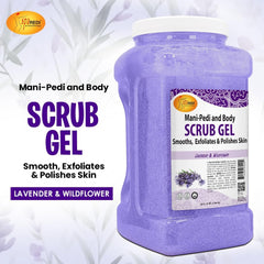 SPA REDI pumice scrub gel shows gritty particles for smoother skin.