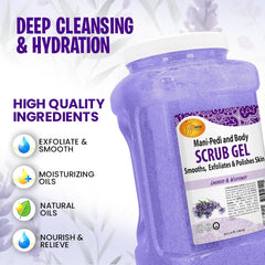 SPA REDI scrub gel applied during manicure and pedicure for smoother nails.