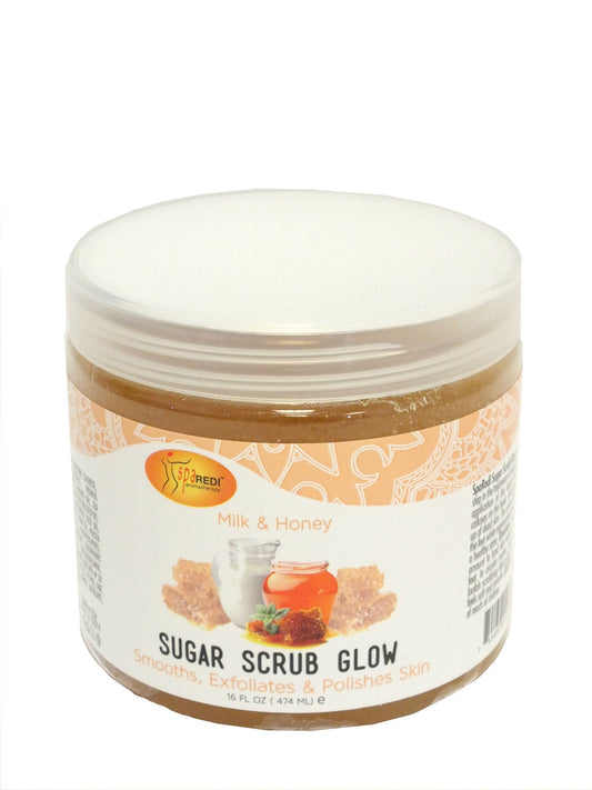 Spa Redi Milk and Honey Sugar Scrub jar for glowing, hydrated skin