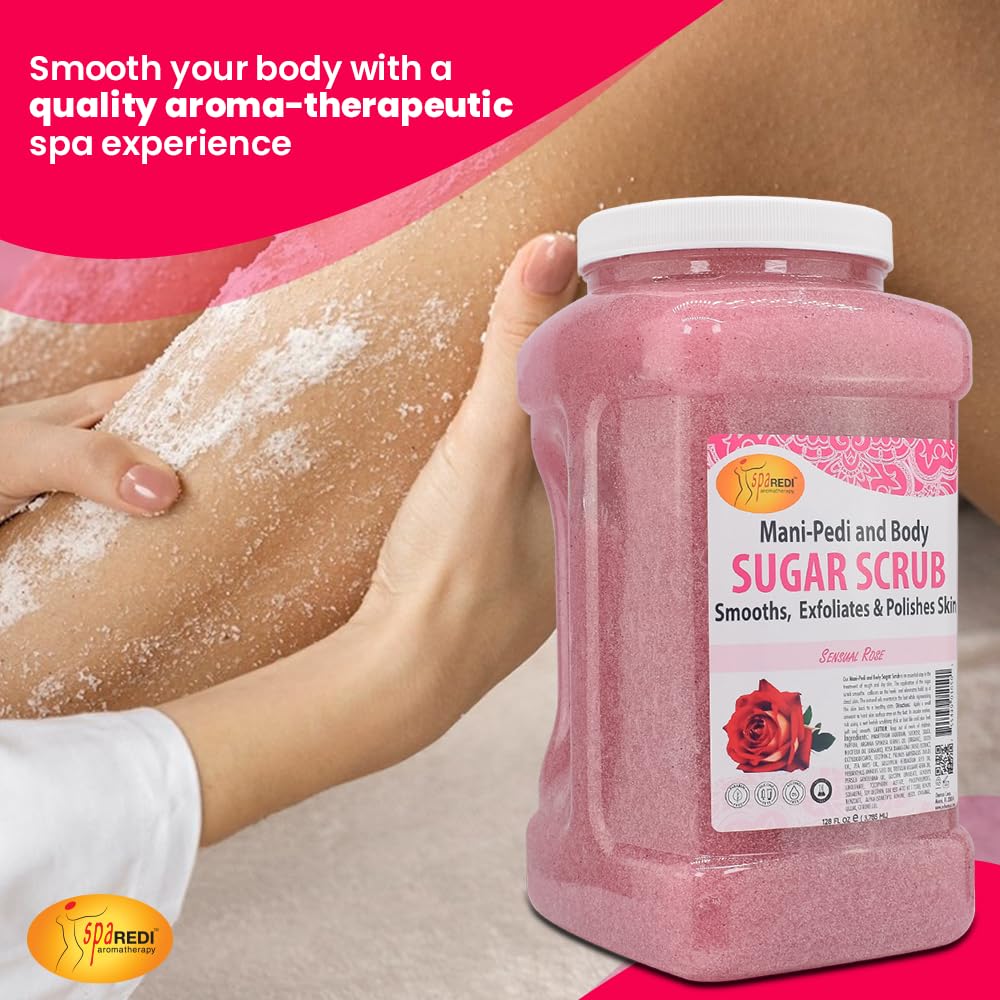 Close-up of sugar crystals from SPA REDI Sugar Scrub Sensual Rose.