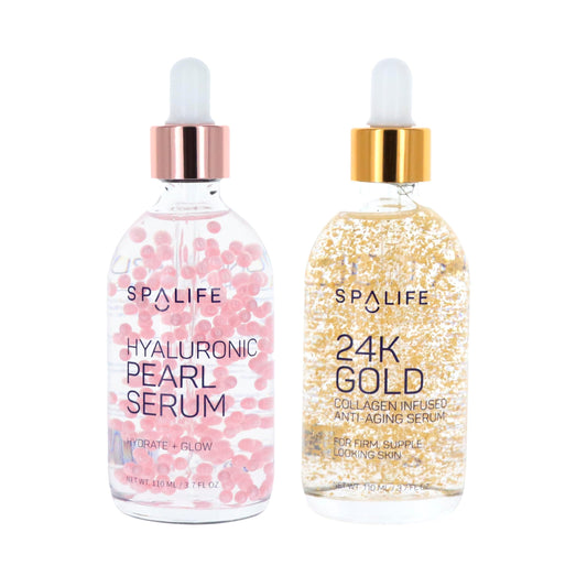 SpaLife 24K Gold Collagen serum bottle delivers radiant glow and improved skin resilience.