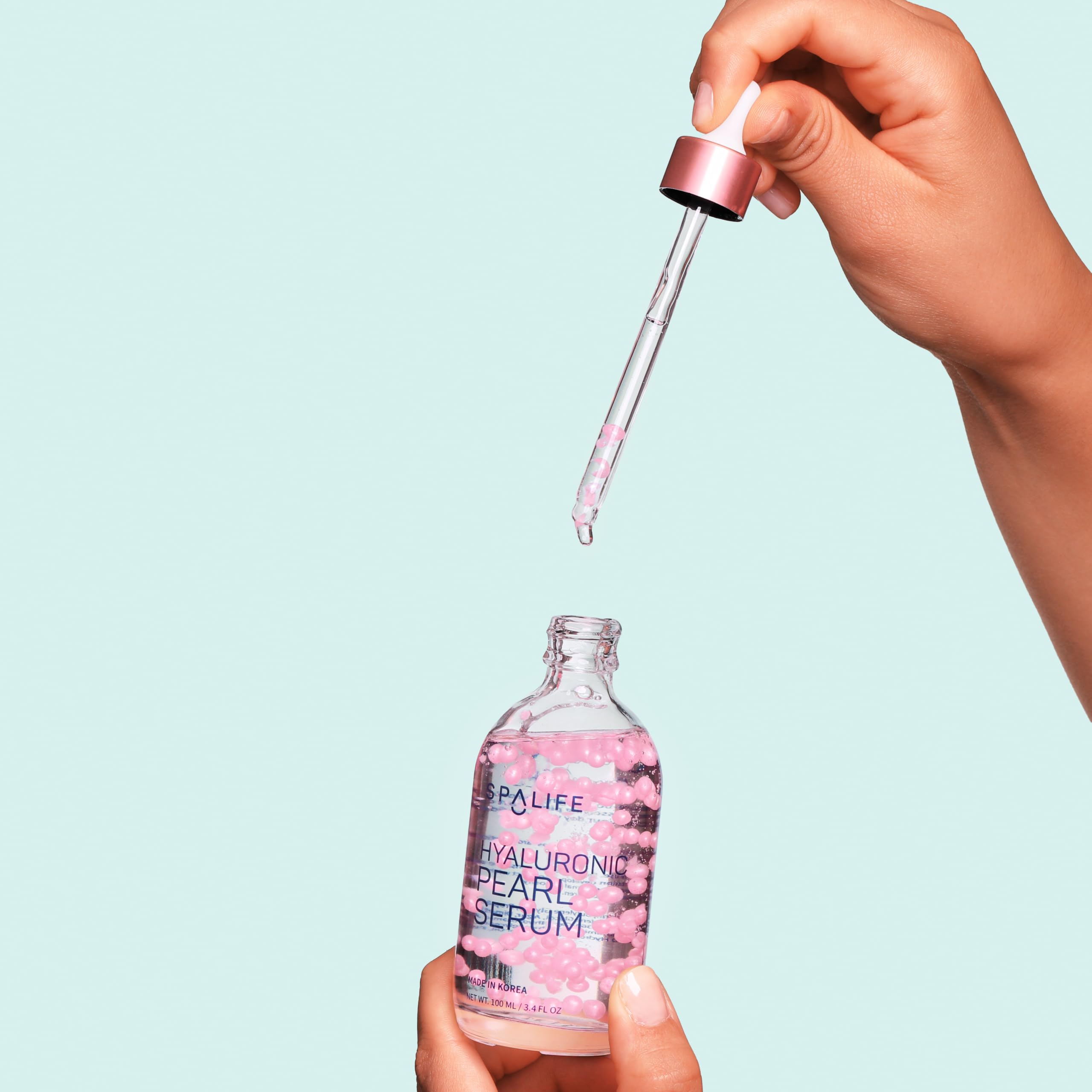 SpaLife face serum closeup shows lightweight, non-greasy hydration for smooth skin.