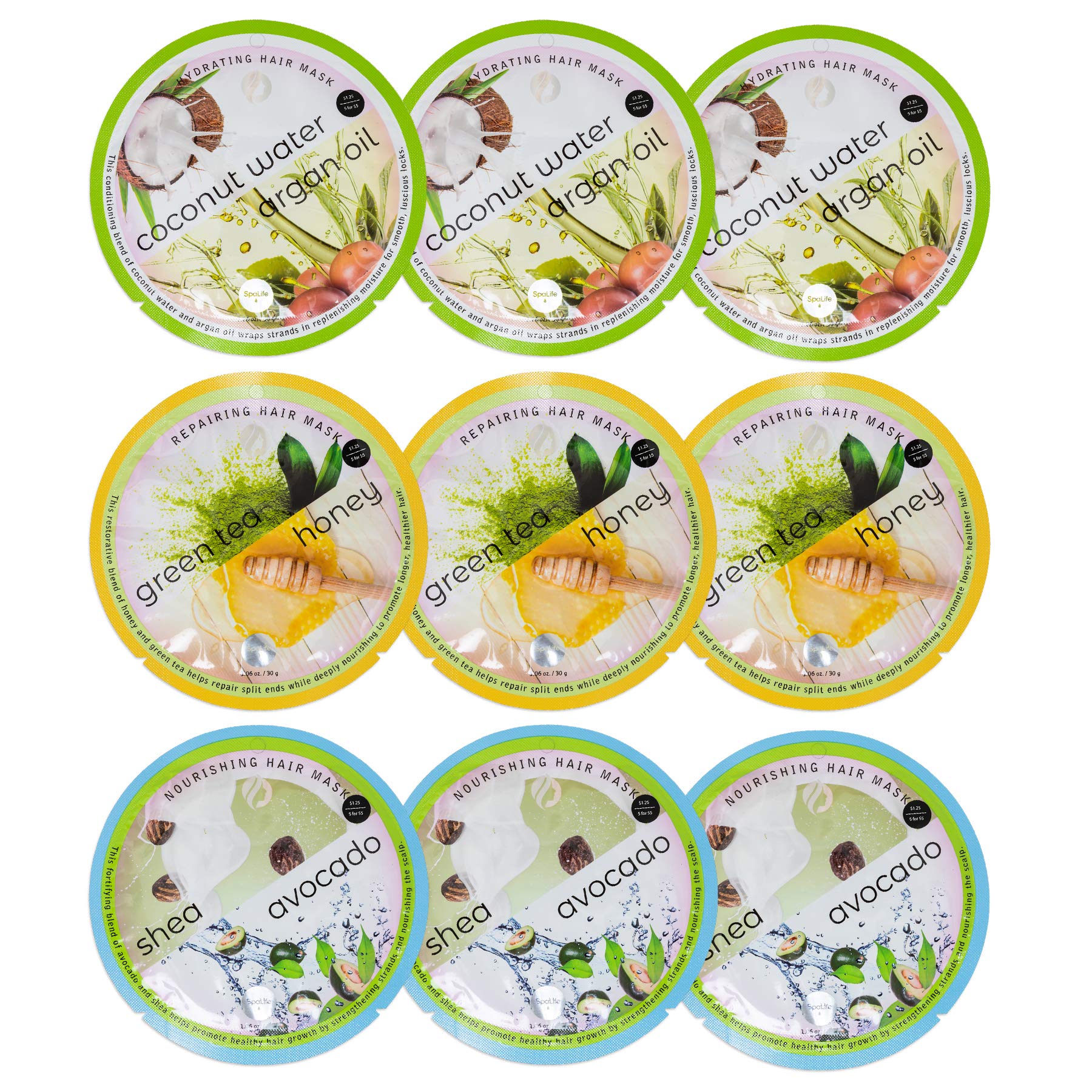 SpaLife Korean Deep Conditioning Hair Mask Packets close-up showing rich hydration for dry hair.