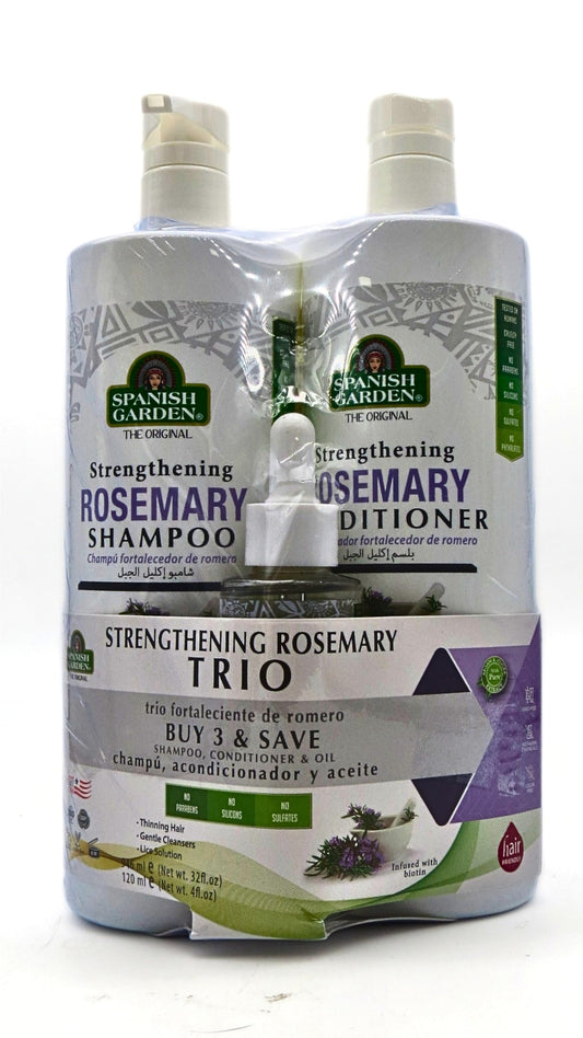 Spanish Garden Rosemary Shampoo bottle for cleansing and scalp support.