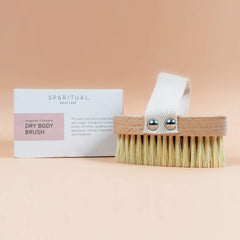 SpaRitual dry brush FSC beechwood frame with cotton strap for easy, controlled dry brushing.