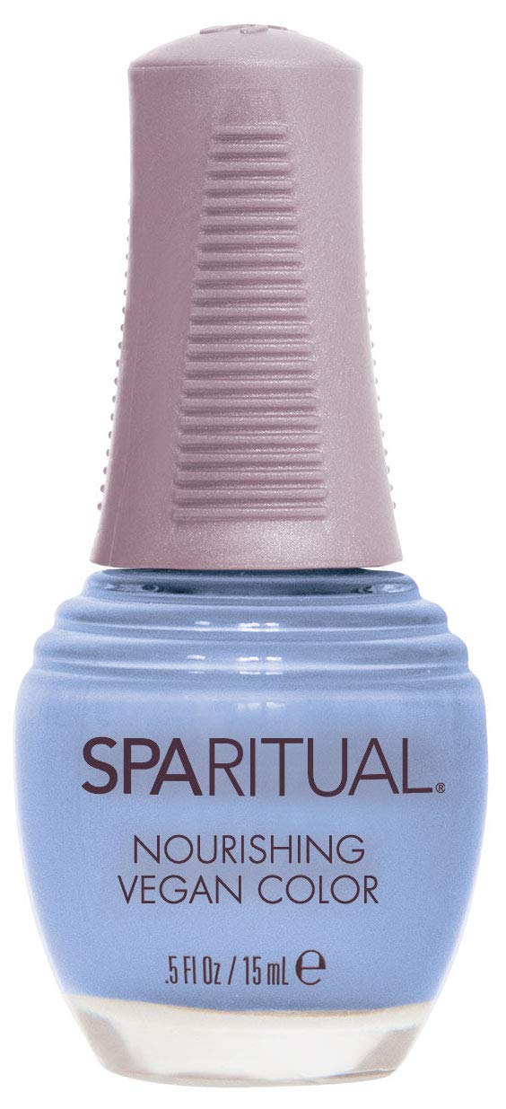 SpaRitual Inner Life light blue creme bottle close-up for smooth vegan application