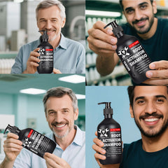 SPARTAN REPAIR SHAMPOO bottle close-up highlights nourishing nutrients for vibrant hair.