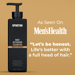 SPARTAN Root Activator Shampoo creates rich lather for cleansing.
