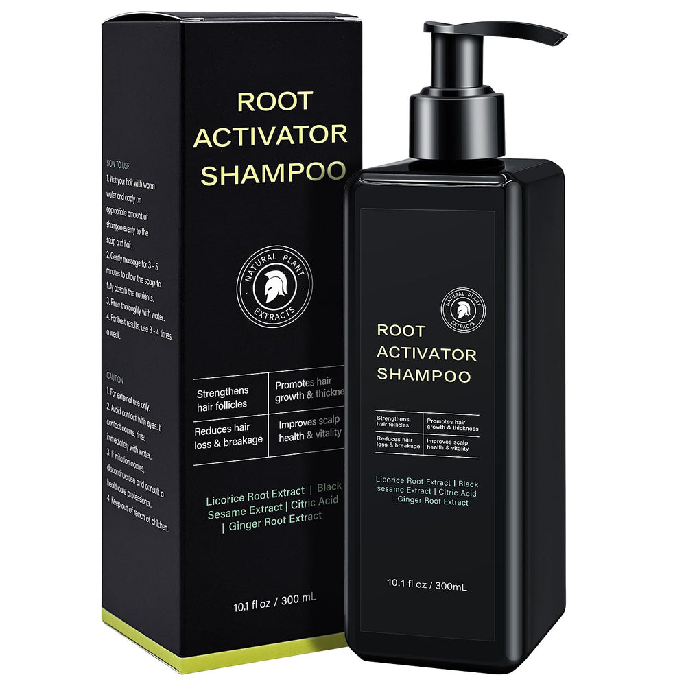 SPARTAN HAIR Root Activator Shampoo bottle front showcasing premium packaging and scalp care benefits
