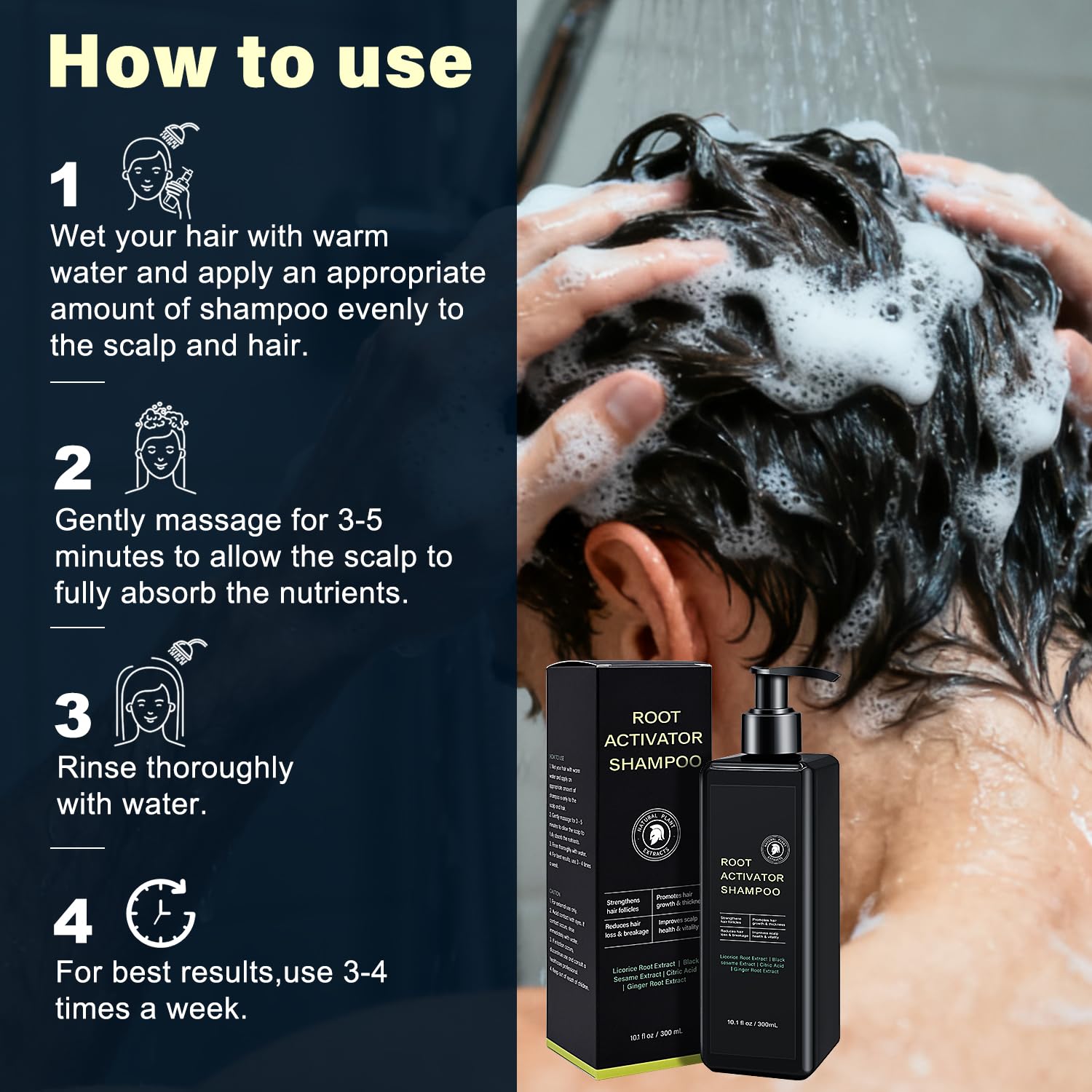SPARTAN HAIR Root Activator Shampoo scalp massage visualization during wash