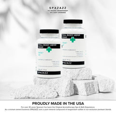 Spazazz hemp soak blends Arnica Calendula ingredients hint soothing herbal notes