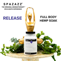 Spazazz Full Body Hemp Soak in a bath setup hints at a spa-like retreat at home.