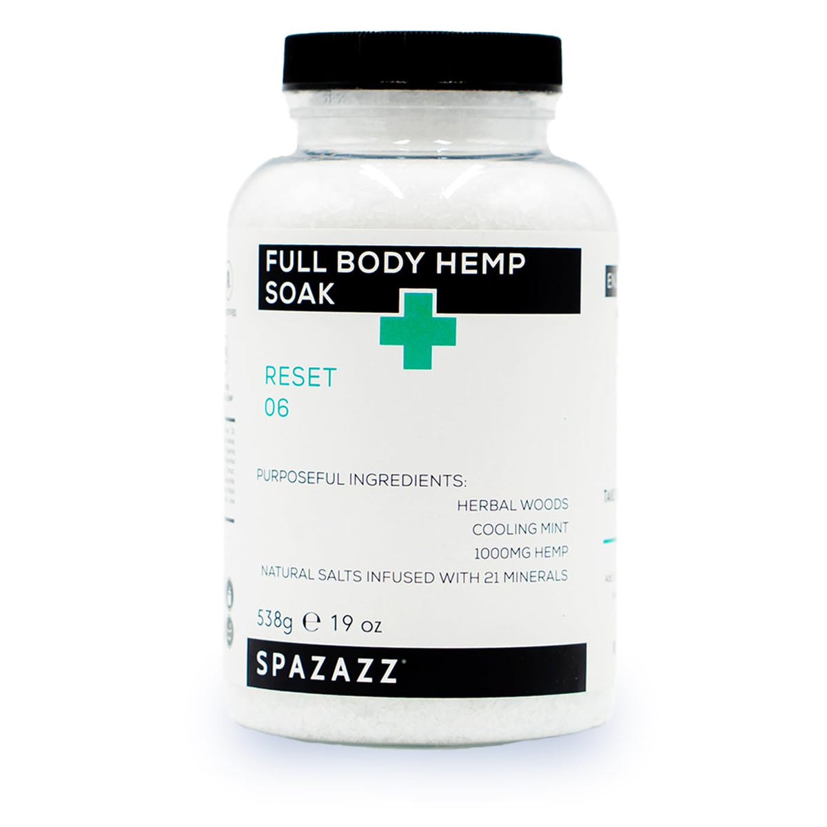 Spazazz Full Body Hemp Soak bottle promotes a relaxing spa-like bath experience