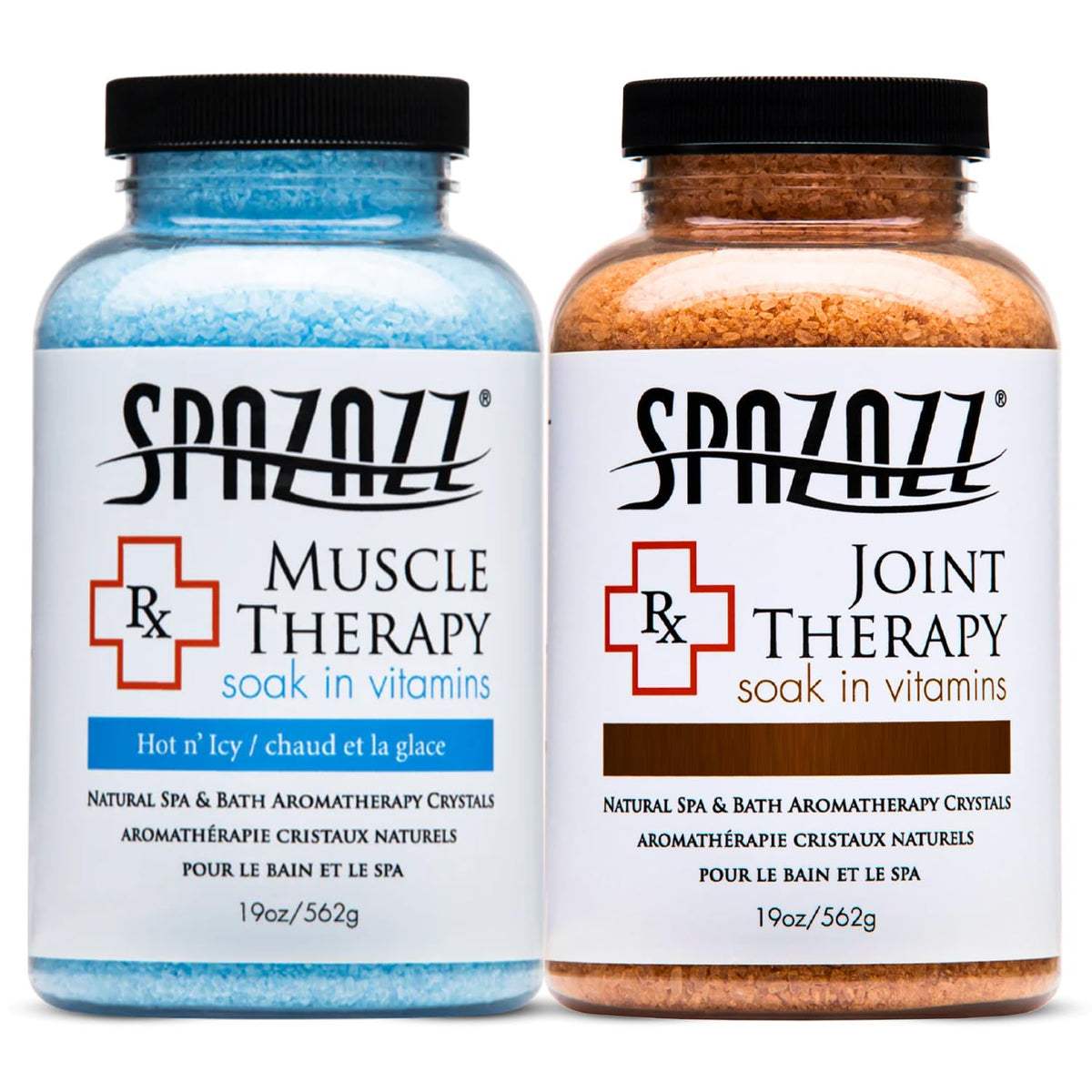 Spazazz Joint Therapy bath salt jar shows targeted joint comfort and aroma