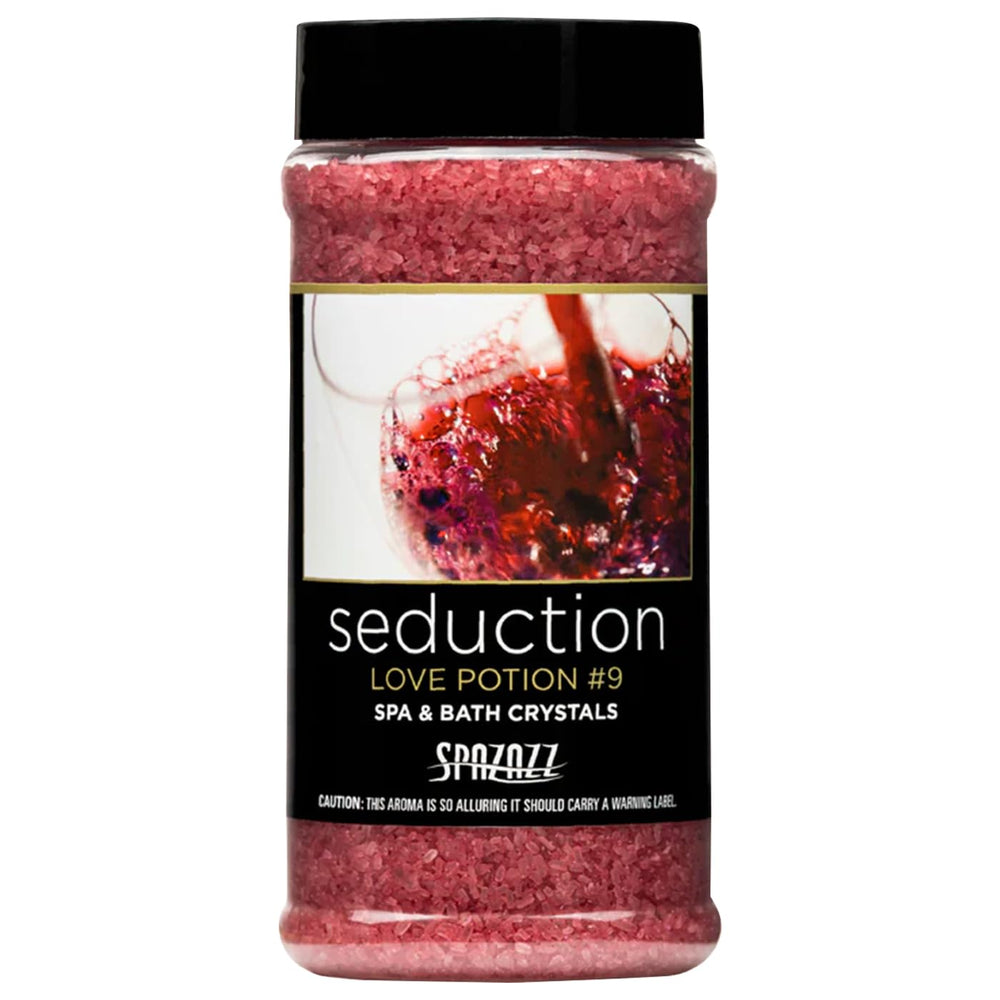 Spazazz Love Potion No.9 jar with crystals for romance and a soothing spa-like soak.