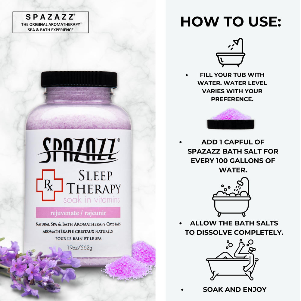 Spazazz Sleep Therapy capful added to water to adjust aroma