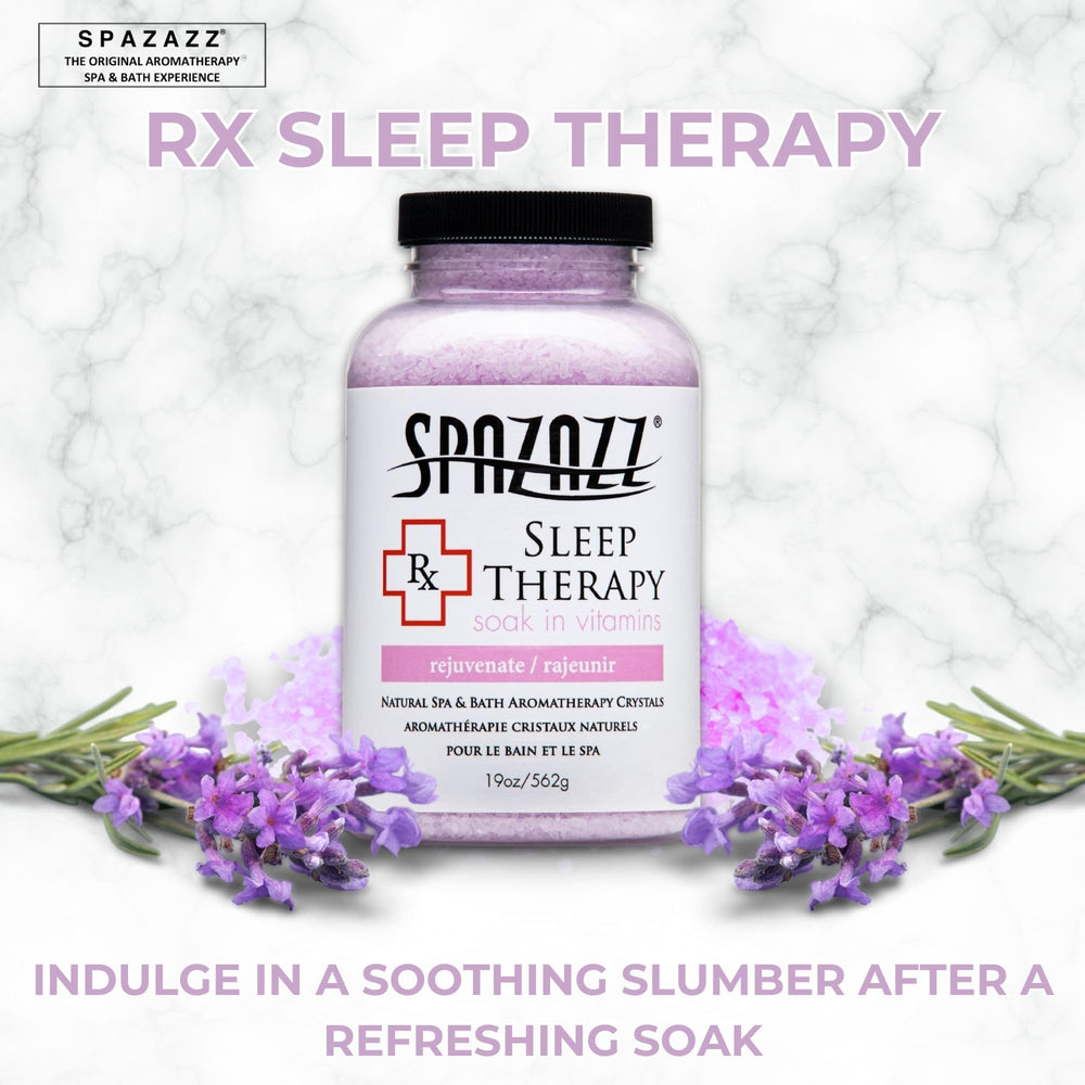 Closeup of Spazazz Sleep Therapy crystals for aromatherapy spa soak