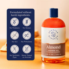 Spenser & Jensen Hydrating Almond Shower Oil ingredients highlight almond oil content