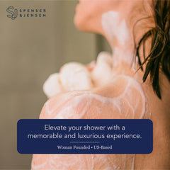 Spenser & Jensen Hydrating Almond Shower Oil spa-like shower scene inviting daily indulgence
