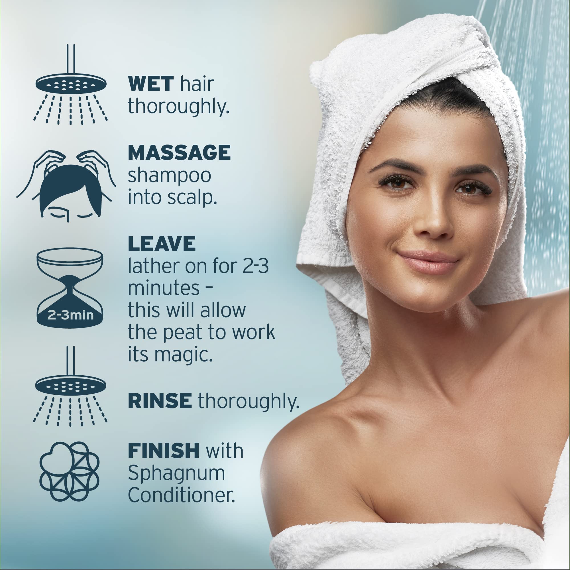 Hands pouring shampoo from bottle shows smooth product flow.