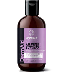 Sphagnum Botanicals Seborrheic Dermatitis Shampoo bottle pours for soothing scalp support and flaky relief.