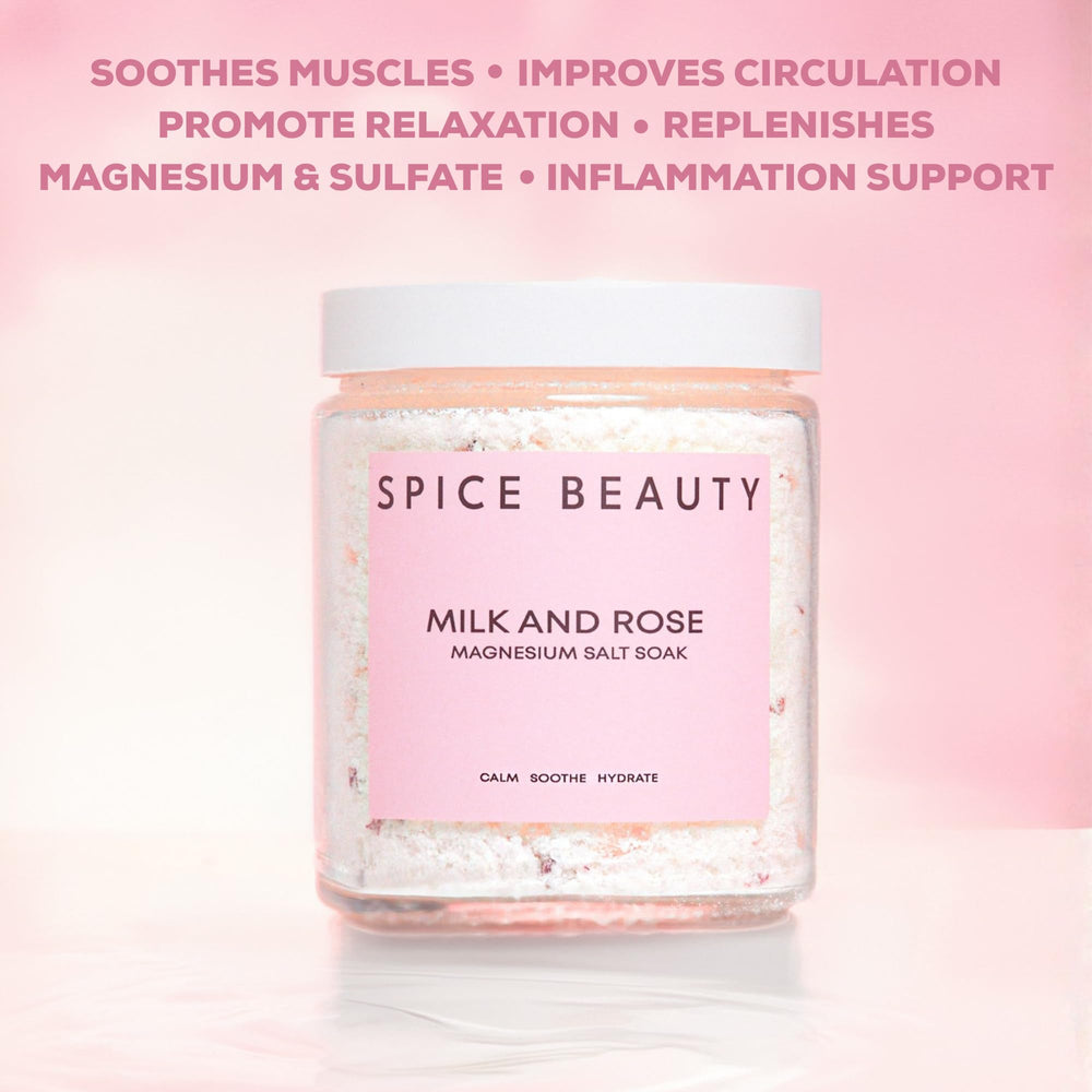 SPICE BEAUTY Goat Milk & Rose Soak with damask rose for skin hydration and luxury