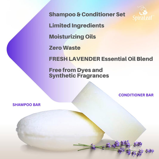 SpiraLeaf conditioner bar showcasing lavender-bergamot blend for smooth, manageable hair.