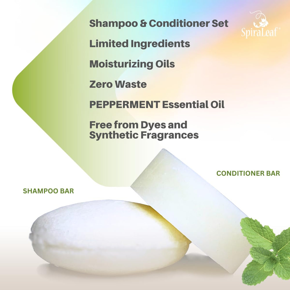 SpiraLeaf Peppermint conditioner bar front view for silky conditioning