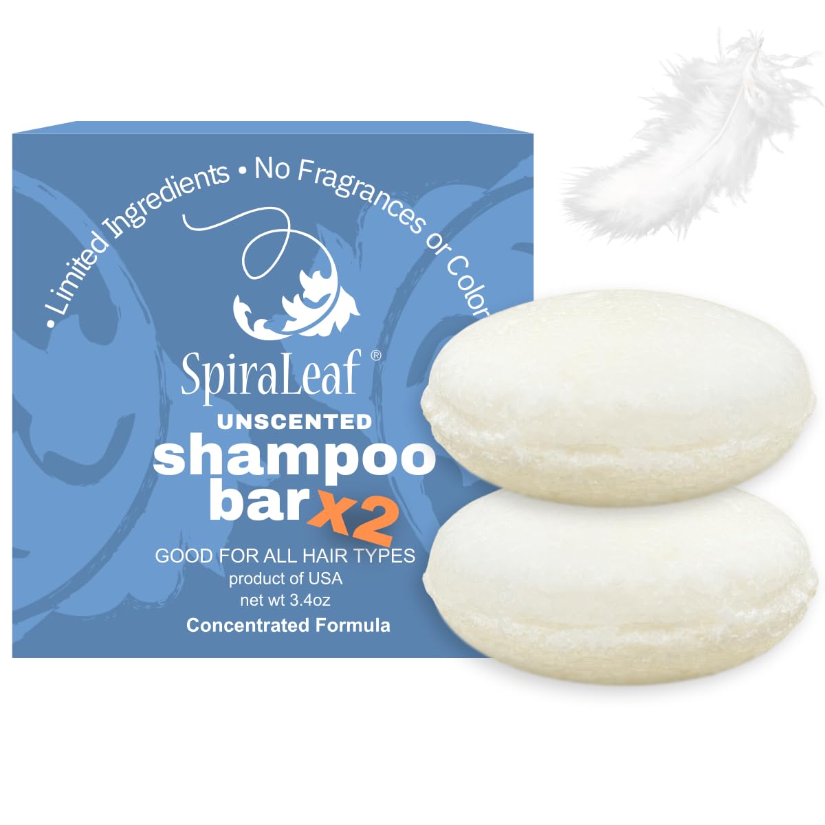 Spiraleaf unscented solid shampoo bars two-pack front view for all hair types