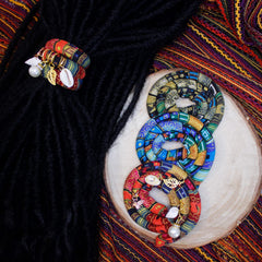 Spira Lock 20-inch colorful wrap securing thicker dreadlocks
