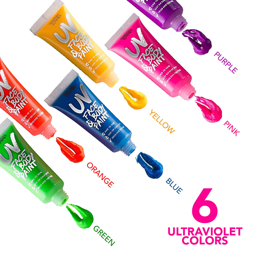 Splashes & Spills green UV paint for glowing tribal or floral patterns.