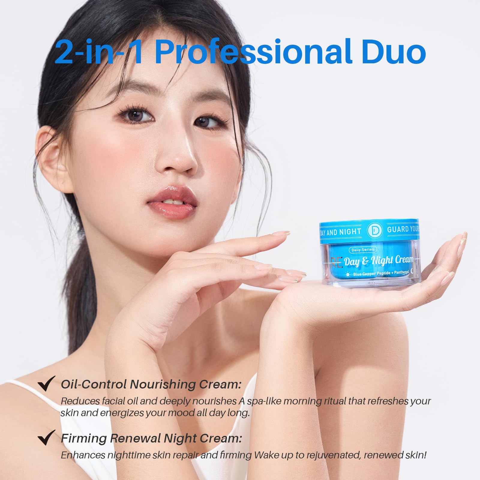 SPODARE Blue Copper Peptide Day Gel close-up highlighting pore-minimizing, matte finish
