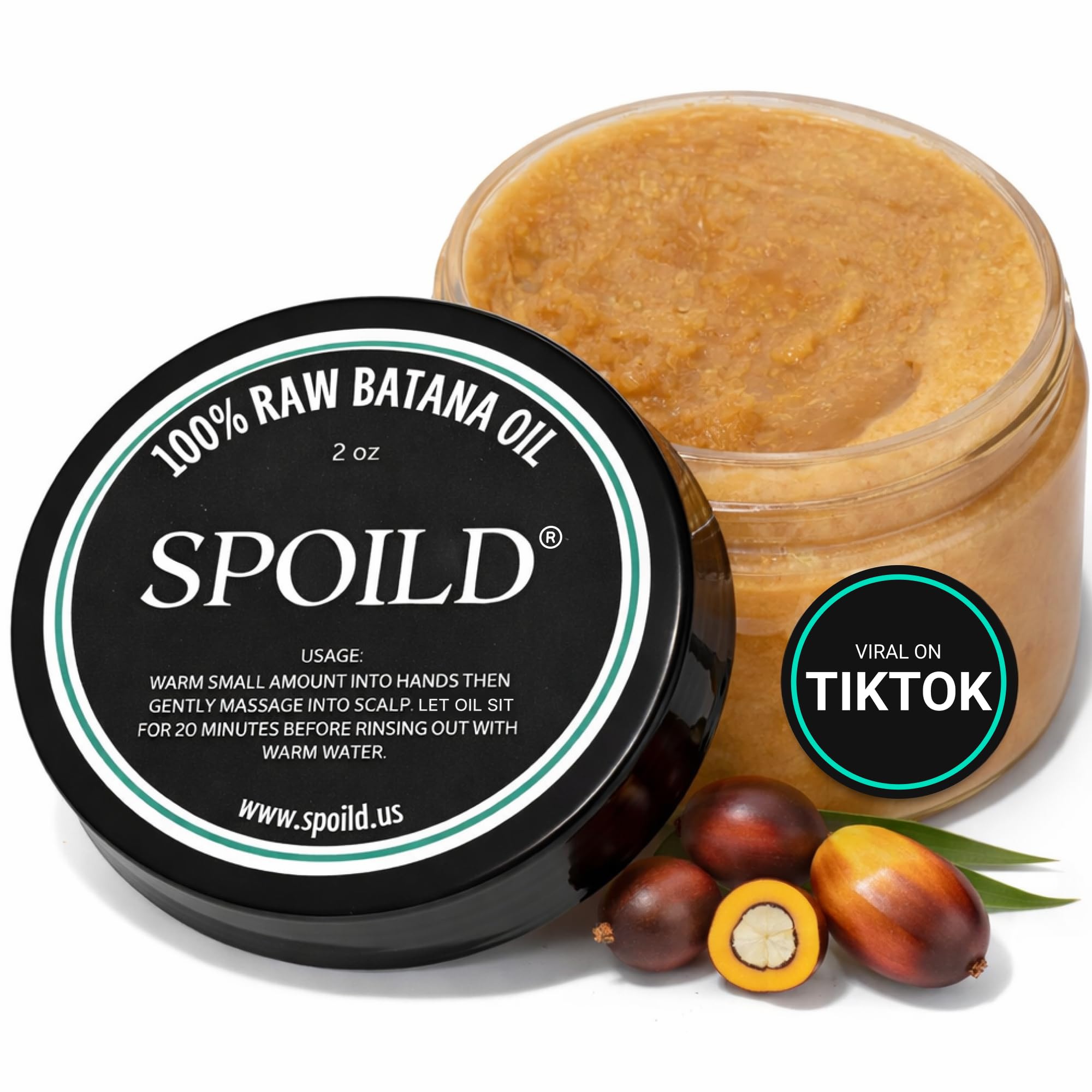Spoild Batana Oil bottle 2oz – organic, unrefined nourishment for healthier hair.
