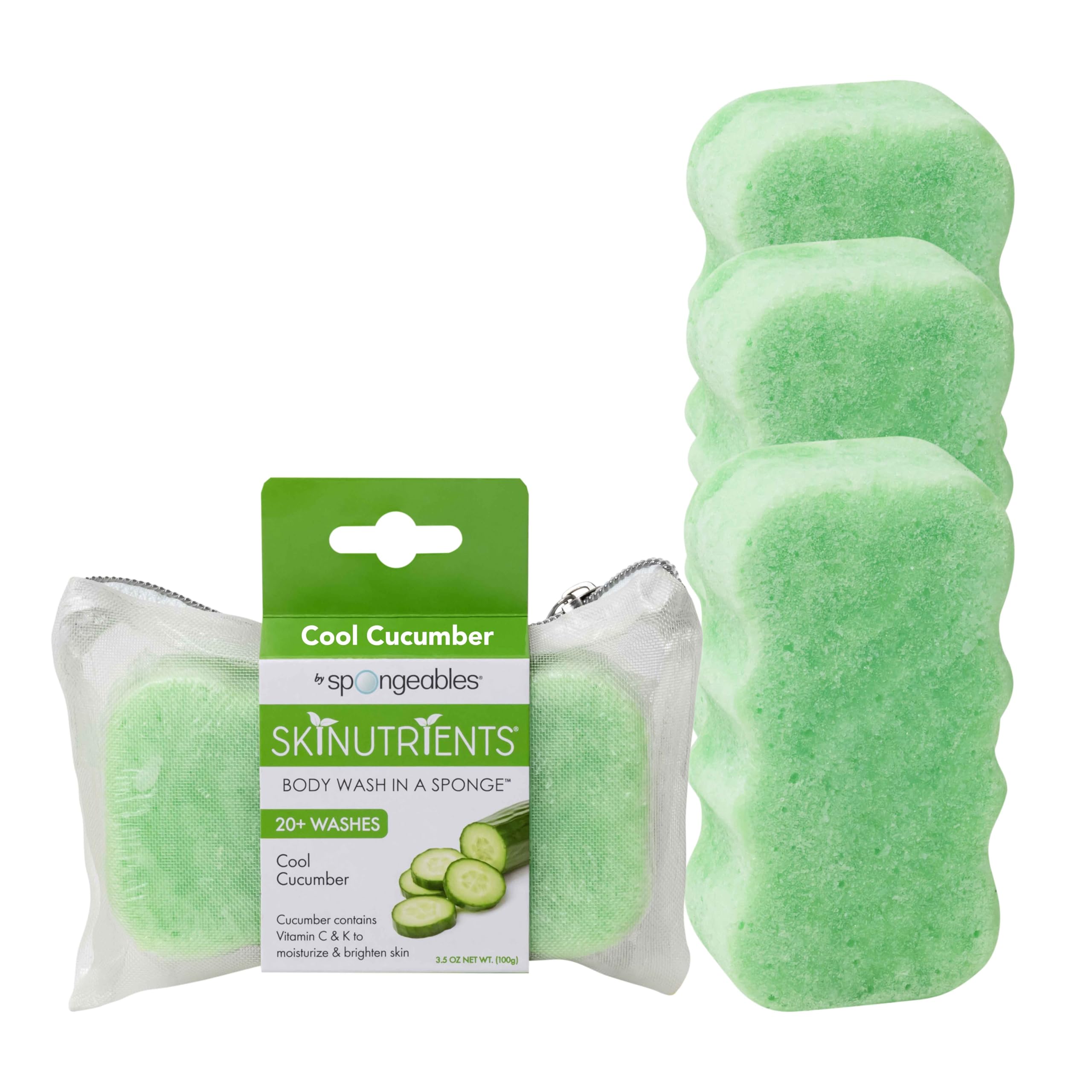 Spongeables Cool Cucumber 3-count package for easy at-home spa setup