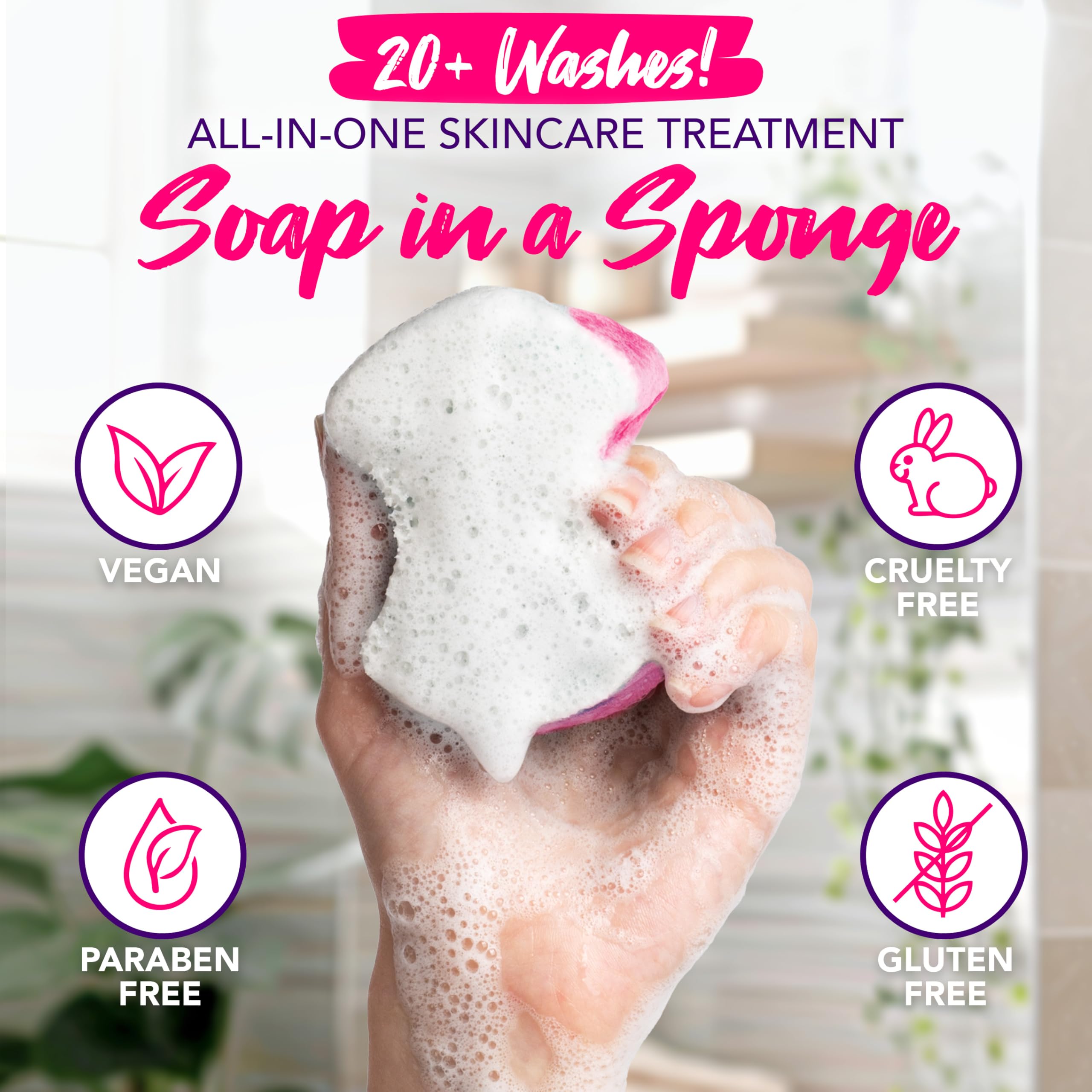 Spongeables Pedi Scrub lavender sponge textured side for exfoliation.