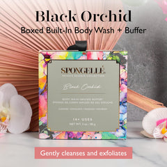 SPONGELLÉ Black Orchid Buffer with handle loofah for easy scrubbing