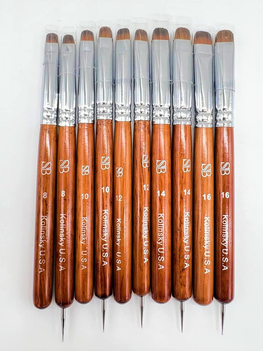 Spontaneous Beauty premium Kolinsky brush closeup showing pure Kolinsky hair for smooth gel work