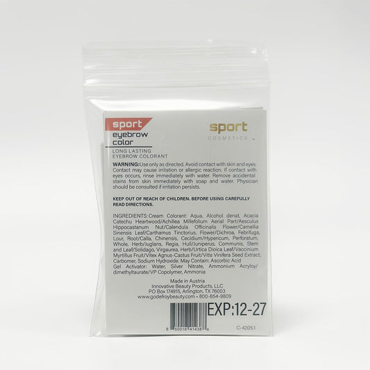 Sport Cosmetics eyebrow color light brown applicator for precise, mess-free application.