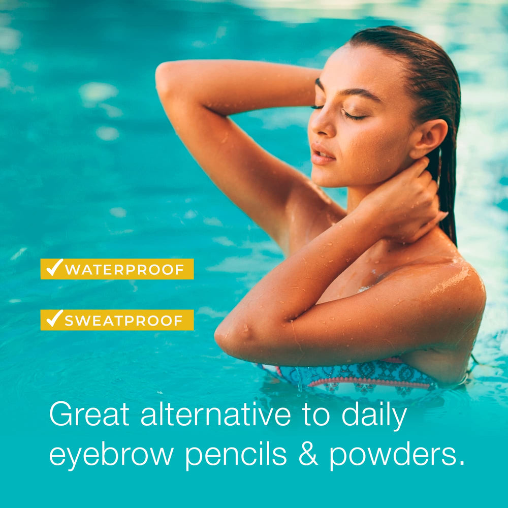 Sport Cosmetics eyebrow color light brown before-after images show subtle enhancement.