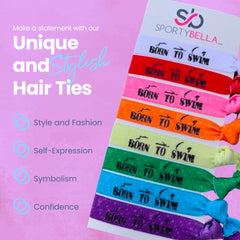 Sportybella no-crease elastic hair ties prevent snagging while swimming and playing.