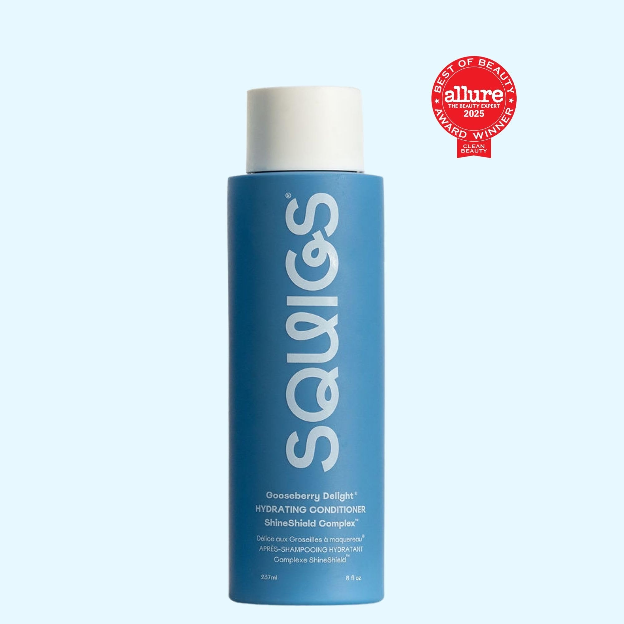 Close-up of Squigs Gooseberry Delight label highlighting vegan silicone-free formula