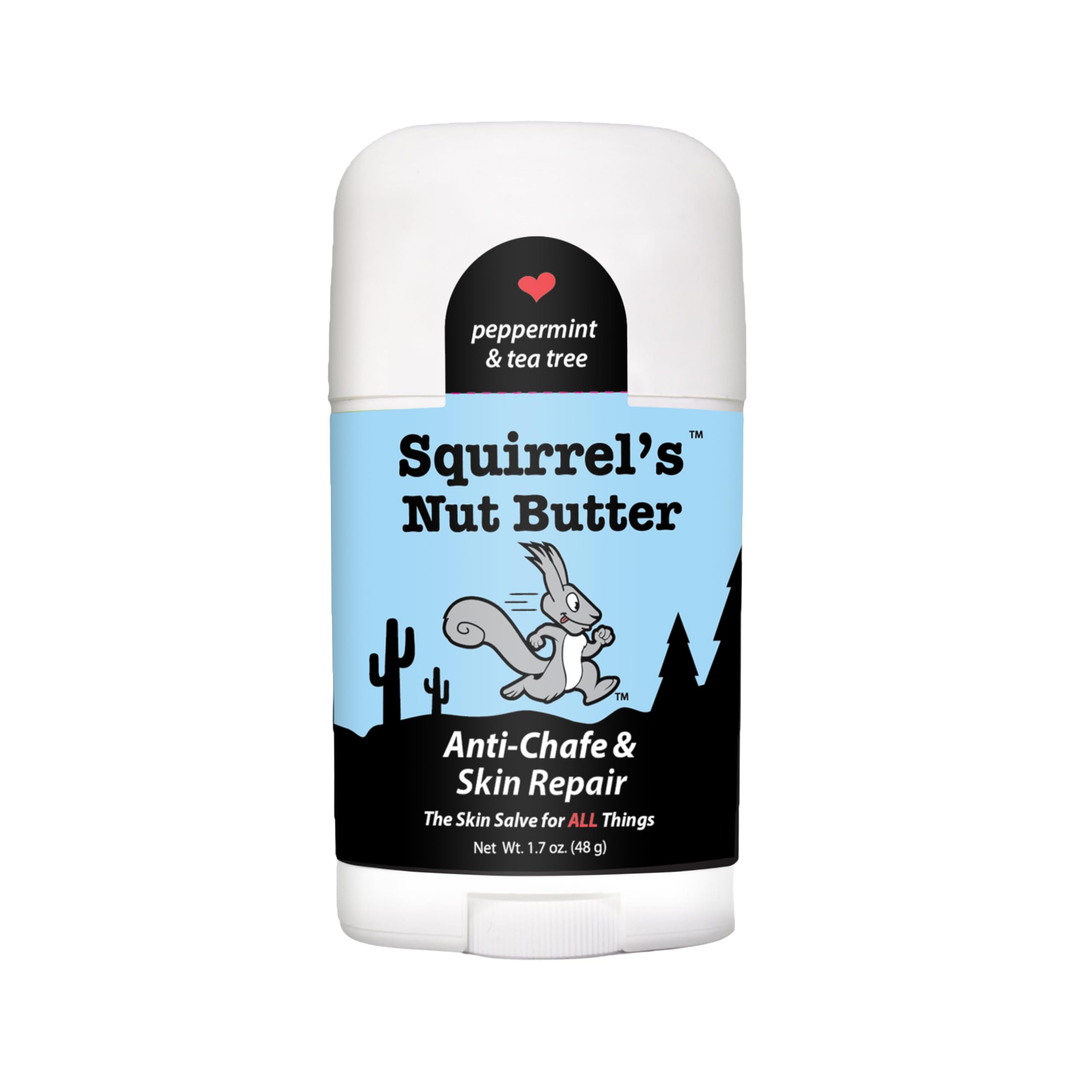 Squirrel's Nut Butter anti chafe stick label for quick workout identification